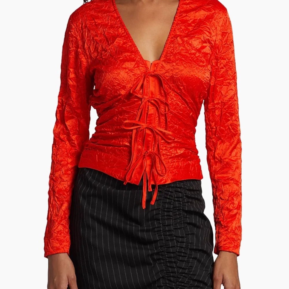 Women's Red Lace-Up Top